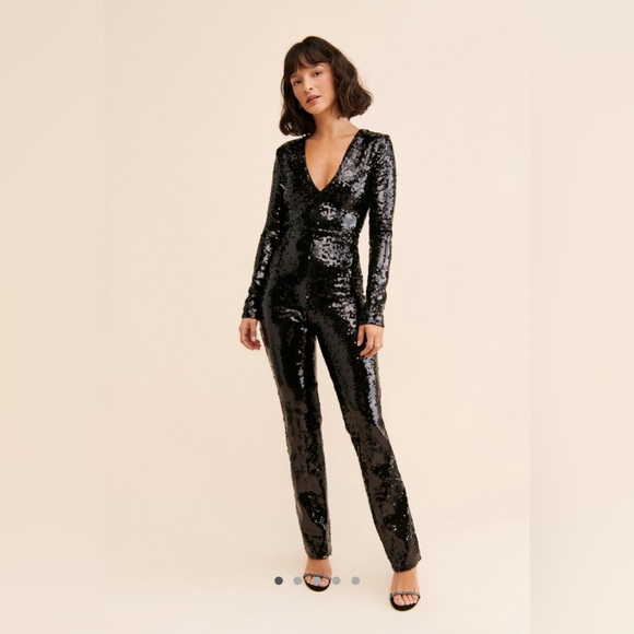 Good American Shimmering Black Sequin Jumpsuit